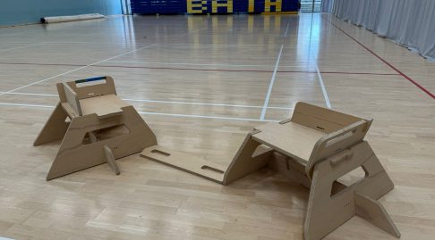 A set of SwordSeats in situ at a training venue. No cushions present