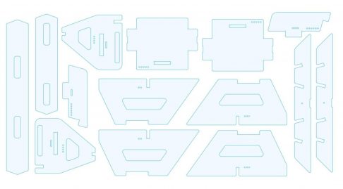 a 2D pattern of the SwordSeat in blue and white