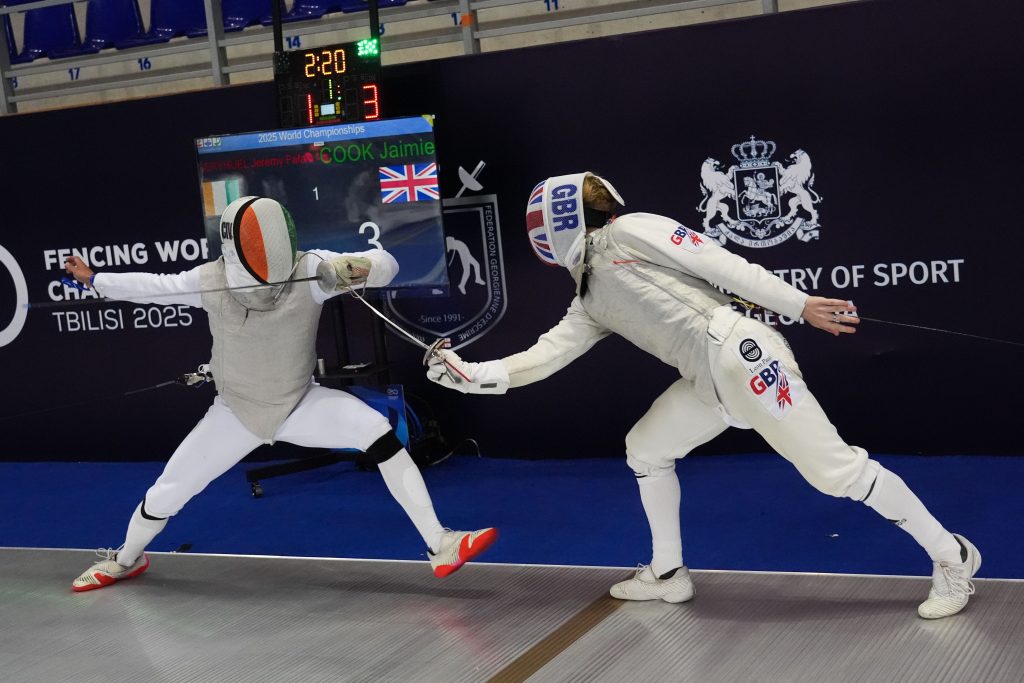 Jaimie Cook competing for GBR in the Fencing World Championships Tbilisi 2025