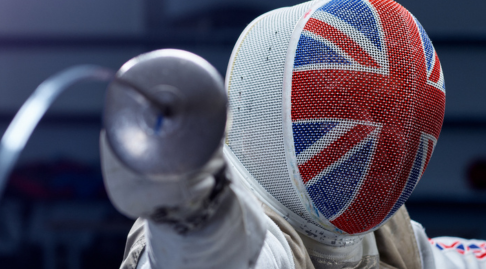 A close-up photo of a GBR foilist