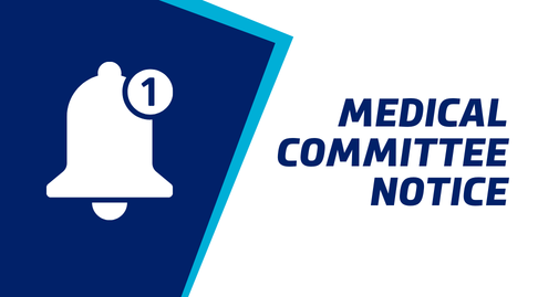 A navy-turquoise-white graphic that says 'medical committee notice'.