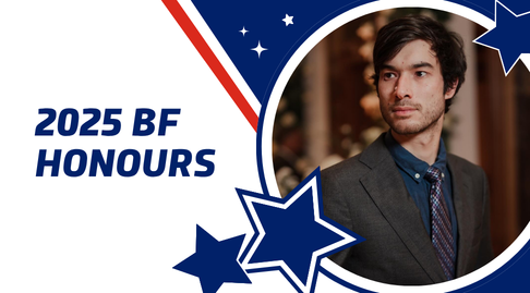 A white-blue-red graphic with a star motif. It says '2025 BF Honours' and features a photo of Henry Youngblood.