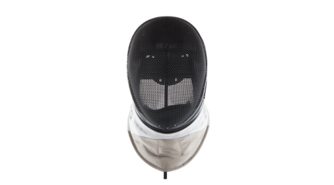 a close up photo of a fencing mask.